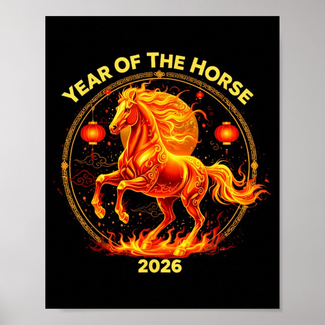 Poster Happy New Year 2026 Chinese New Year Horse Zodiac  (Frente)