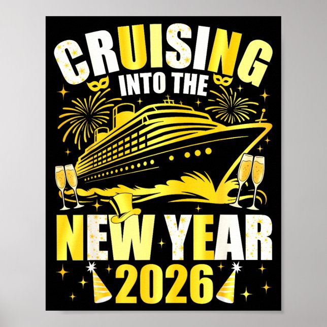 Poster Happy New Year 2026 Cruising Into The New Year 202 (Frente)