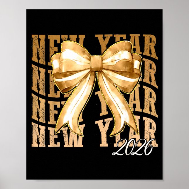 Poster Happy New Year 2026 Eve Coquette Party Golden Fami (Frente)