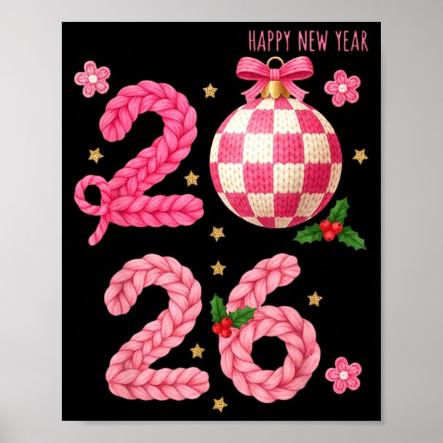 Poster Happy New Year 2026 Family Matching Crochet Men Wo (Frente)