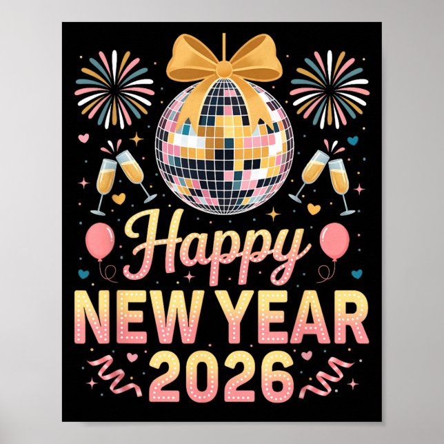 Poster Happy New Year 2026 Fireworks New Year's Eve Party (Frente)