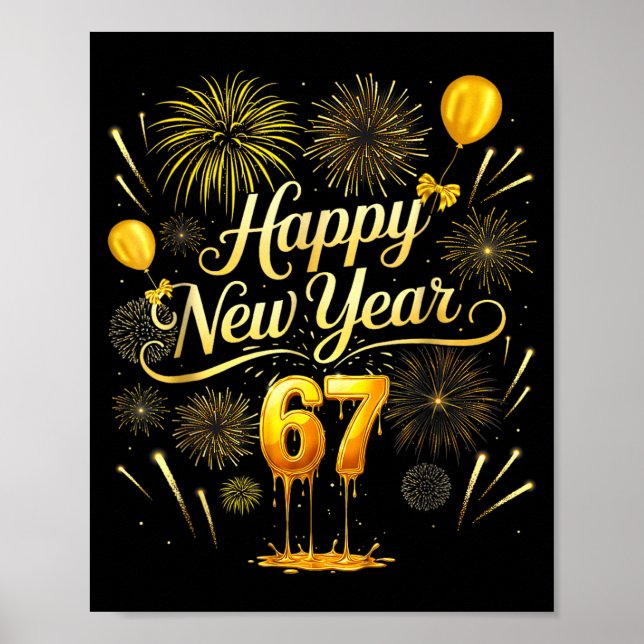 Poster Happy New Year 2026 Funny 67 Six Seven Meme Gen Al (Frente)