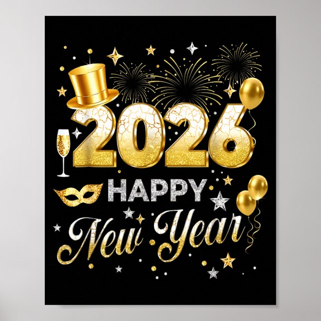 Poster Happy New Year 2026 Funny New Years Eve Party Men  (Frente)
