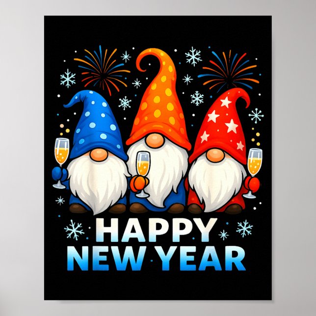 Poster Happy New Year 2026 Gnomes Matching Family New Yea (Frente)