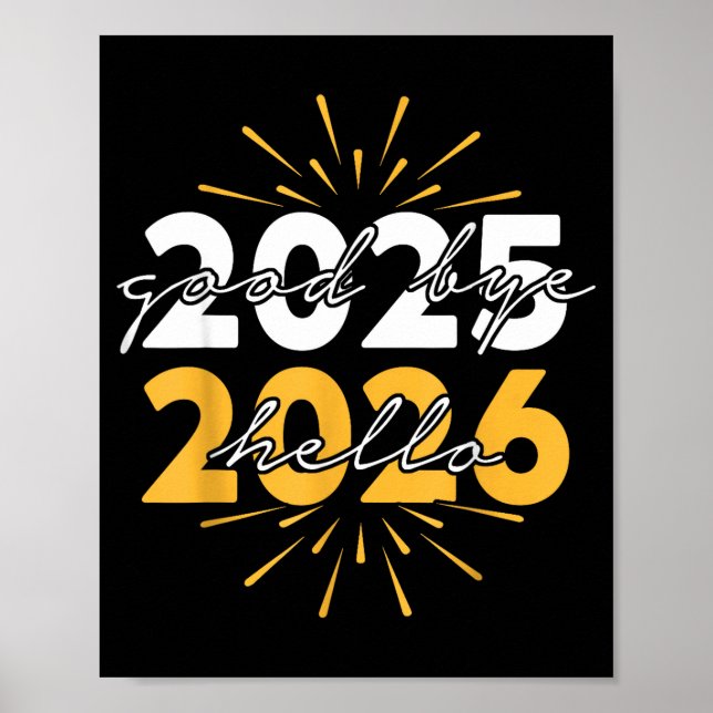 Poster Happy New Year 2026 Goodbye 2025 Hello 2026  (Frente)