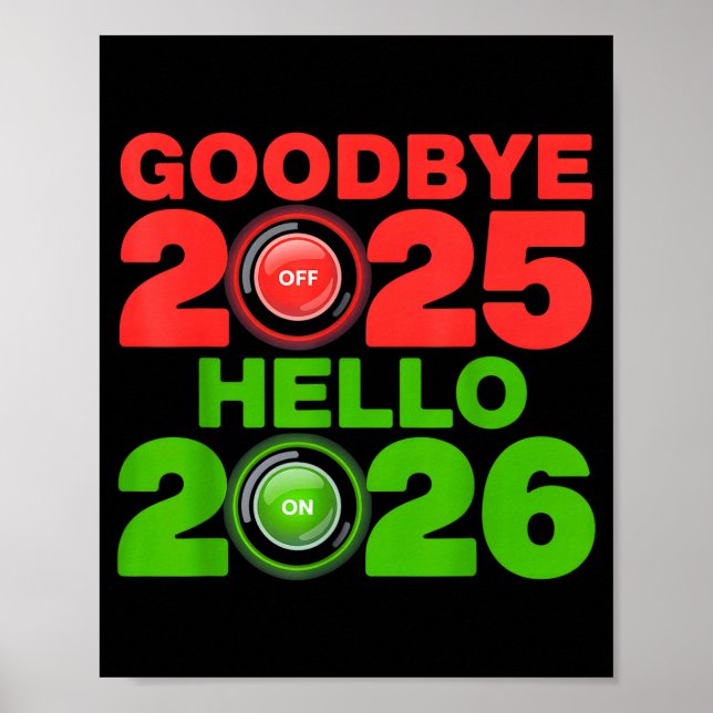 Poster Happy New Year 2026 Goodbye 2025 Hello 2026  (Frente)