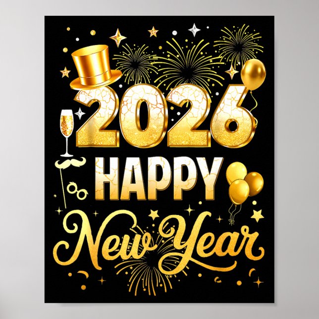Poster Happy New Year 2026 New Year Party Ballon Family M (Frente)
