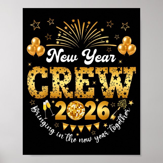 Poster Happy New Year 2026 New Year's Eve Nye Party Crew  (Frente)
