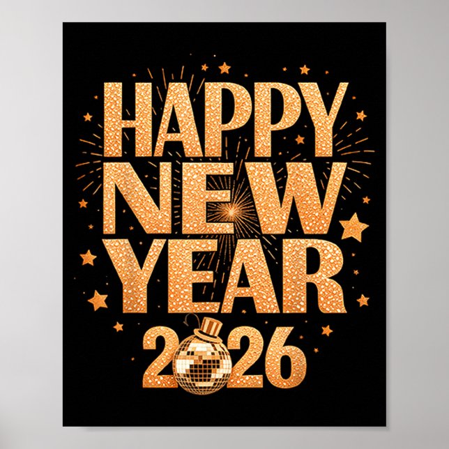 Poster Happy New Year 2026 New Years Eve Party Countdown  (Frente)