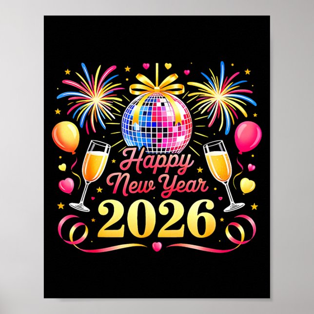 Poster Happy New Year 2026 New Years Eve Party Countdown  (Frente)