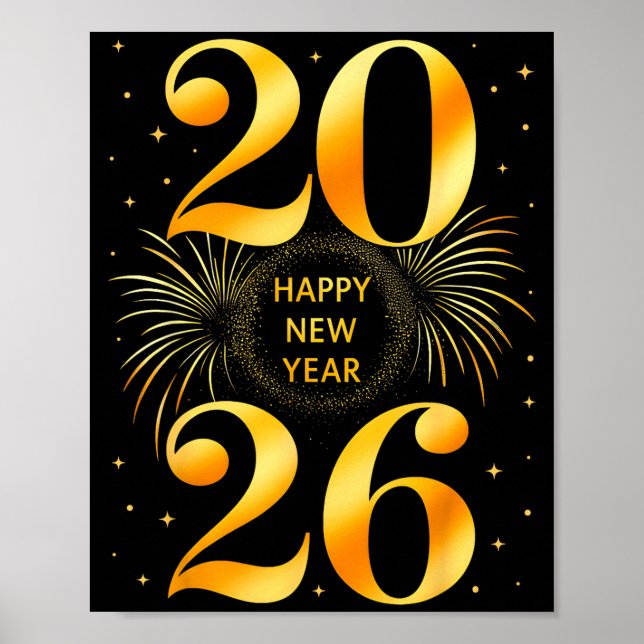 Poster Happy New Year 2026 New Year's Eve Party Countdown (Frente)