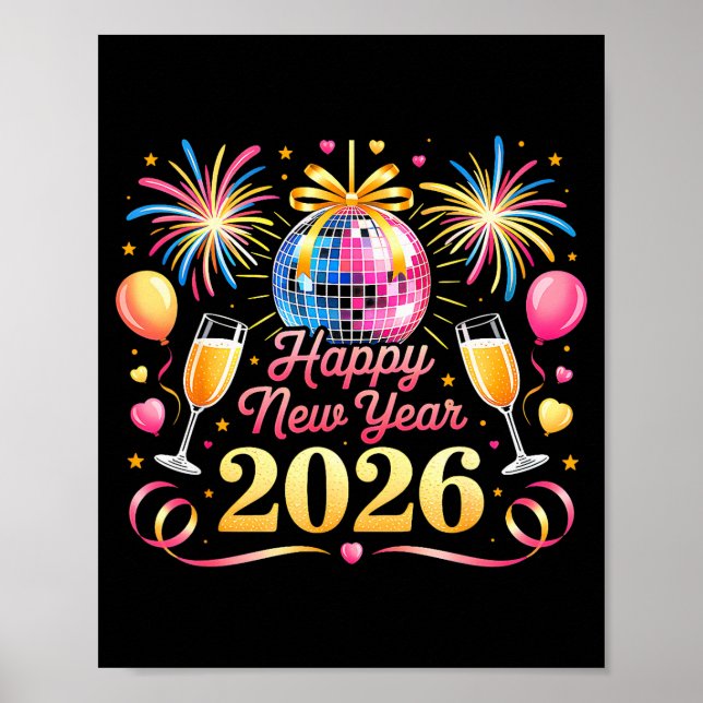 Poster Happy New Year 2026 New Years Eve Party Countdown  (Frente)