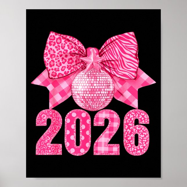 Poster Happy New Year 2026 Nk Bow Patchwork Leopard Zebra (Frente)