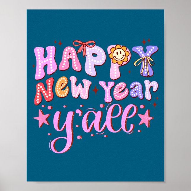 Poster Happy New Year 2026 Party Countdown New Years Y'al (Frente)