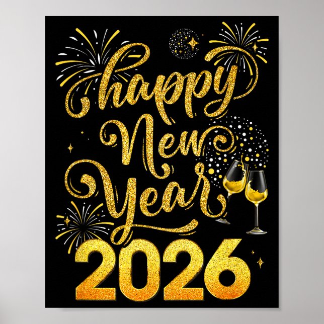 Poster Happy New Year 2026 Party New Years Eve Holiday  (Frente)