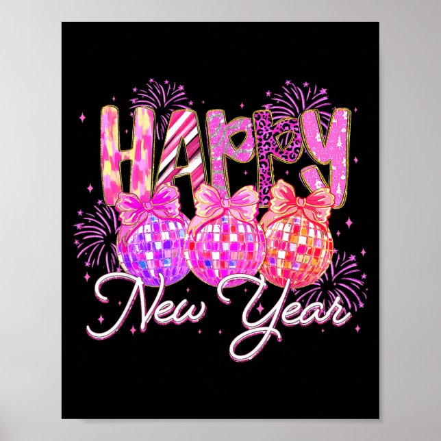 Poster Happy New Year 2026 Preppy New Years Nk Coquette B (Frente)