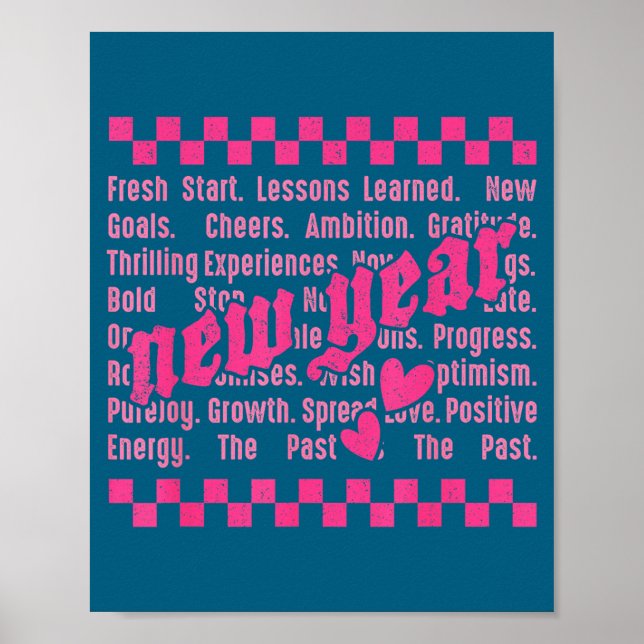 Poster Happy New Year 2026 Words Family Matching New Year (Frente)