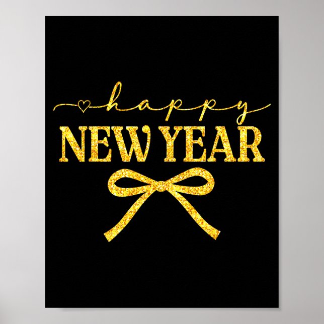Poster Happy New Year Coquette Bow New Year Party Family  (Frente)