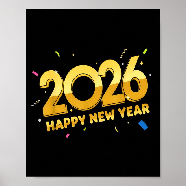 Poster Happy New Year Party 2026 Ballon Family Matching M (Frente)