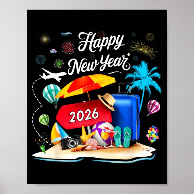 Poster Happy New Year Party 2026 Family Matching Vacation (Frente)