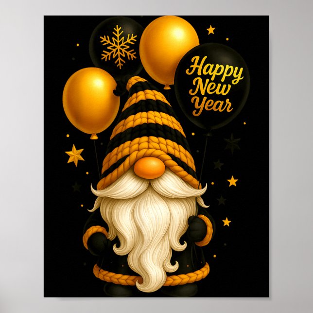 Poster Happy New Year Party New Years Eve 2026 Gnome Love (Frente)