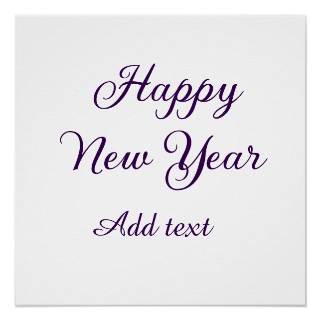 Pôster Happy new year purple calligraphy simple minimal  (Frente)