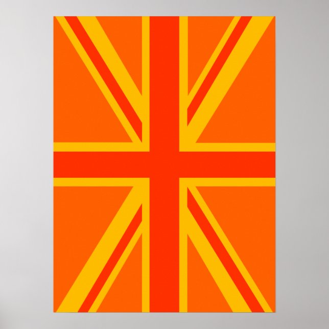 Pôster Happy Orange Union Jack British Flag Swag (Frente)