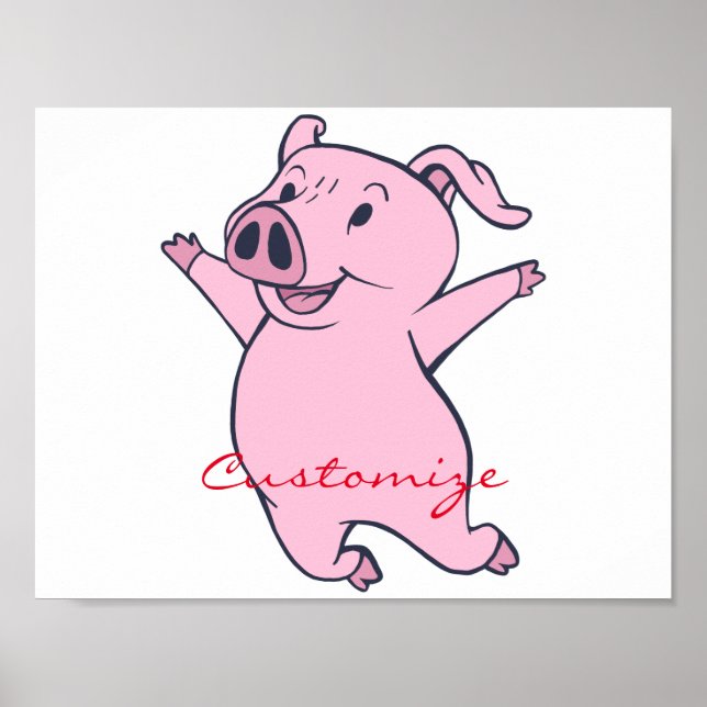 Poster Happy Pink Pig Jumping Thunder_Cove (Frente)