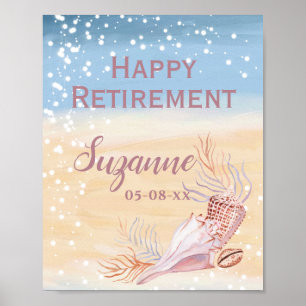 Poster Happy Retirement Beach Coastal Shell