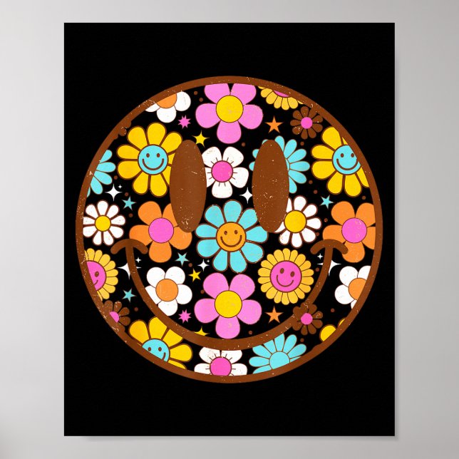 Poster Happy Retro Daisy Smile Face Preppy Aesthetic Men  (Frente)