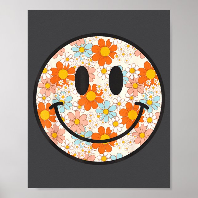 Poster Happy Retro Daisy Smile Face Preppy Aesthetic Men  (Frente)