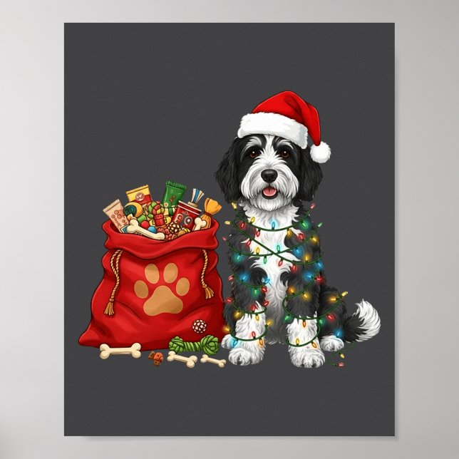 Poster Happy Sheepadoodle Christmas Lights Dog Mom Sheepa (Frente)
