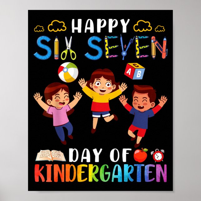 Poster Happy Six Seven Day Of Kindergarten Student Back T (Frente)