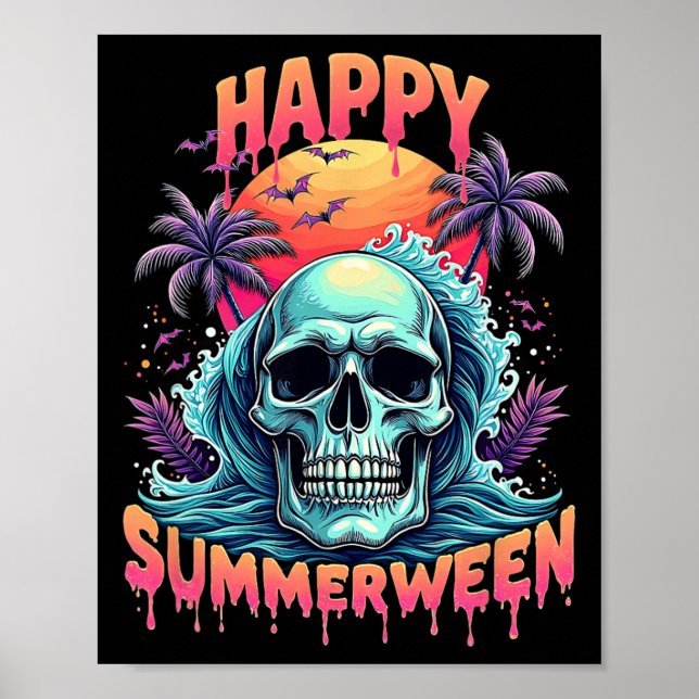 Poster Happy Summerween Skeleton Summer Watermelon Jack-o (Frente)