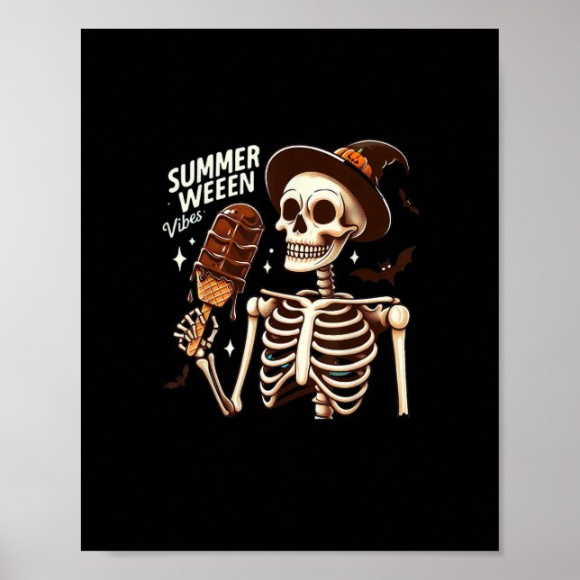 Poster Happy Summerween Vibes Skeleton IceCream Summer Ha (Frente)