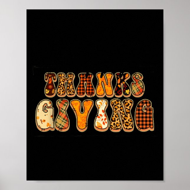 Poster Happy Thanksgiving For Turkey Day Family Dinner Th (Frente)