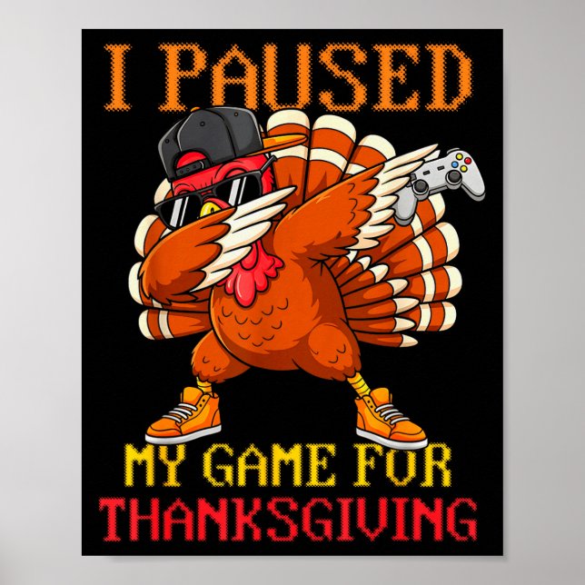 Poster Happy Thanksgiving Gaming Fall Turkey Gamer Boys K (Frente)