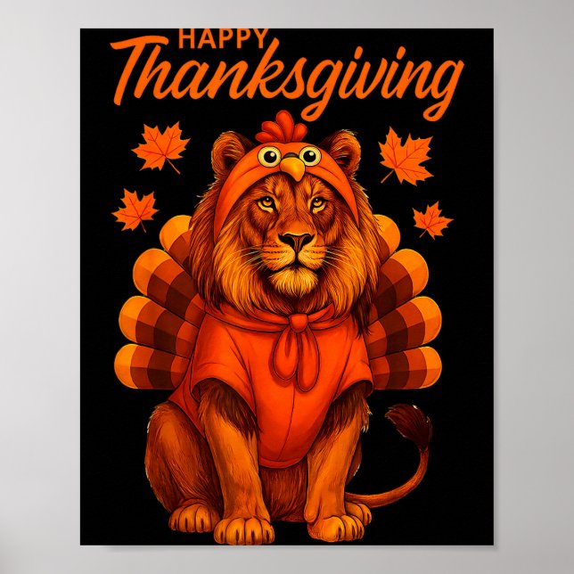 Poster Happy Thanksgiving Lion Women Boys Girls Kids Outf (Frente)
