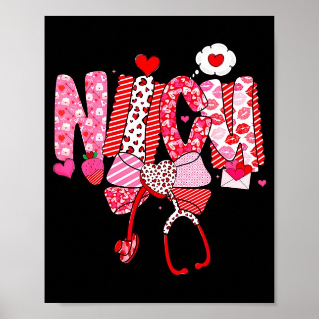 Poster Happy Valentine Nicu Nurse Coquette Bow Heart Girl (Frente)
