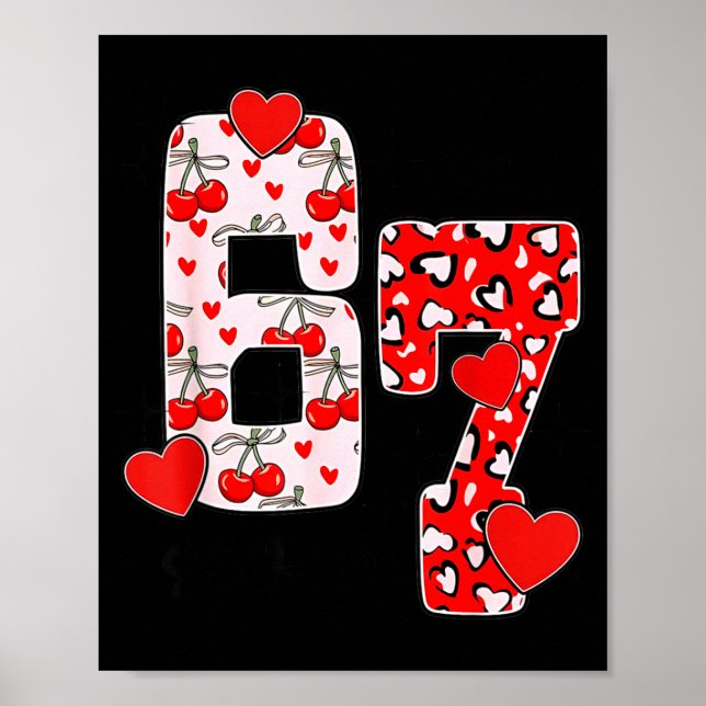 Poster Happy Valentine’s Day 67 Meme Hearts Coquette Bow  (Frente)