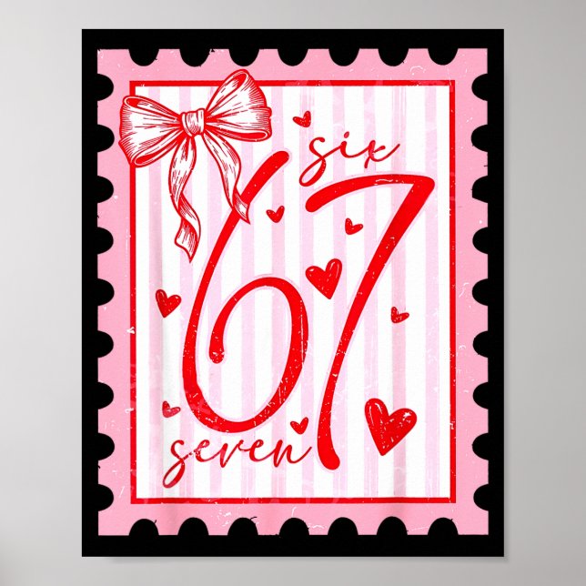 Poster Happy Valentine’s Day 67 Meme Hearts Coquette Bow  (Frente)