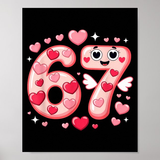 Poster Happy Valentine’s Day 67 Meme Hearts Coquette Bow  (Frente)