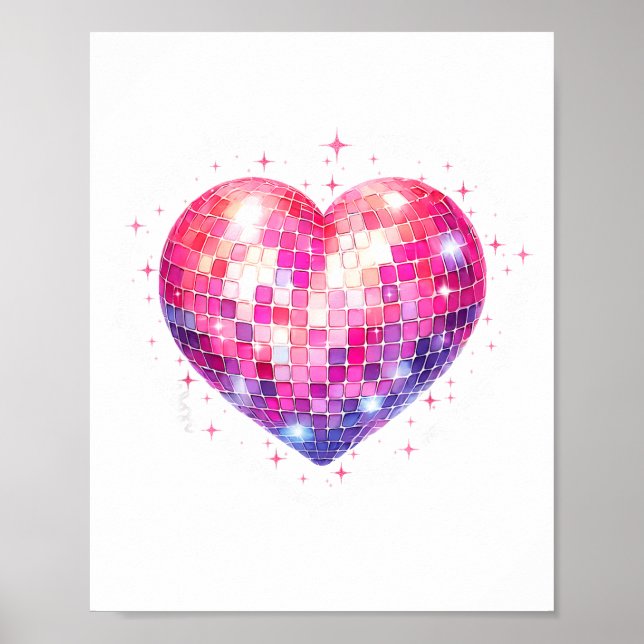 Poster Happy Valentine's Day Coquette Nk Disco Ball Heart (Frente)