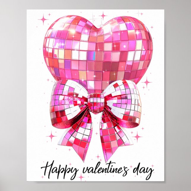 Poster Happy Valentine's Day Funny Coquette Disco Ball He (Frente)