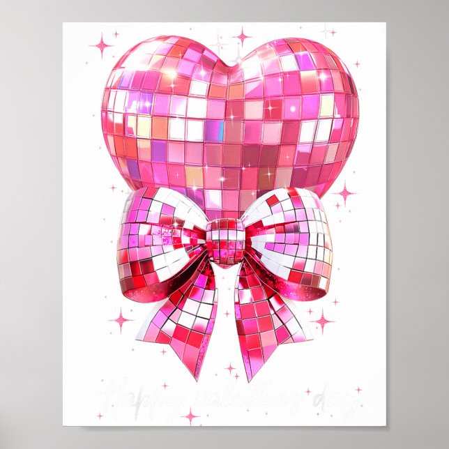 Poster Happy Valentine's Day Funny Coquette Disco Ball He (Frente)