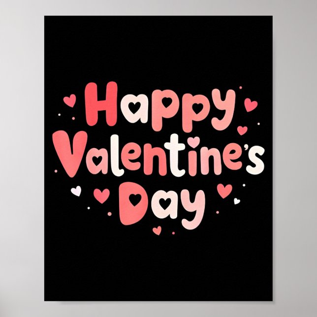 Poster Happy Valentines Day Heart Teacher Funny Matching  (Frente)