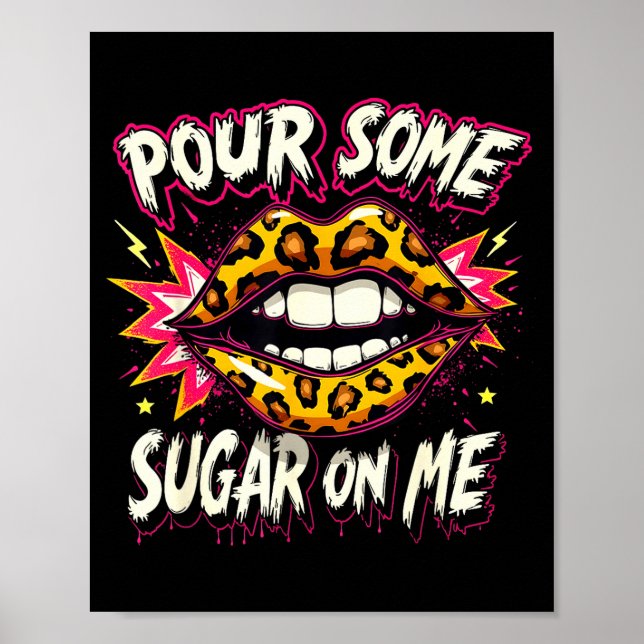 Poster Happy Valentine's Day Retro Leopard Lips Ur Some S (Frente)