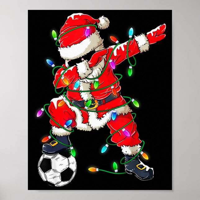 Poster Happy Xmas Dabbing Santa Soccer Christmas Pajamas  (Frente)