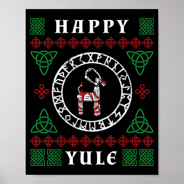 Poster Happy Yule Pagan Wicca Ugly Christmas Sweater  (Frente)