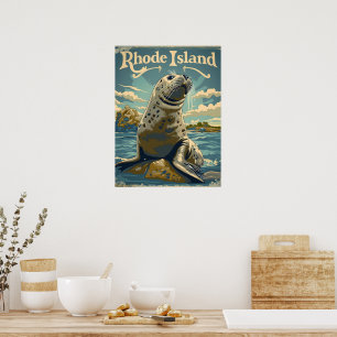 Poster Harbor Seal Rhode Island